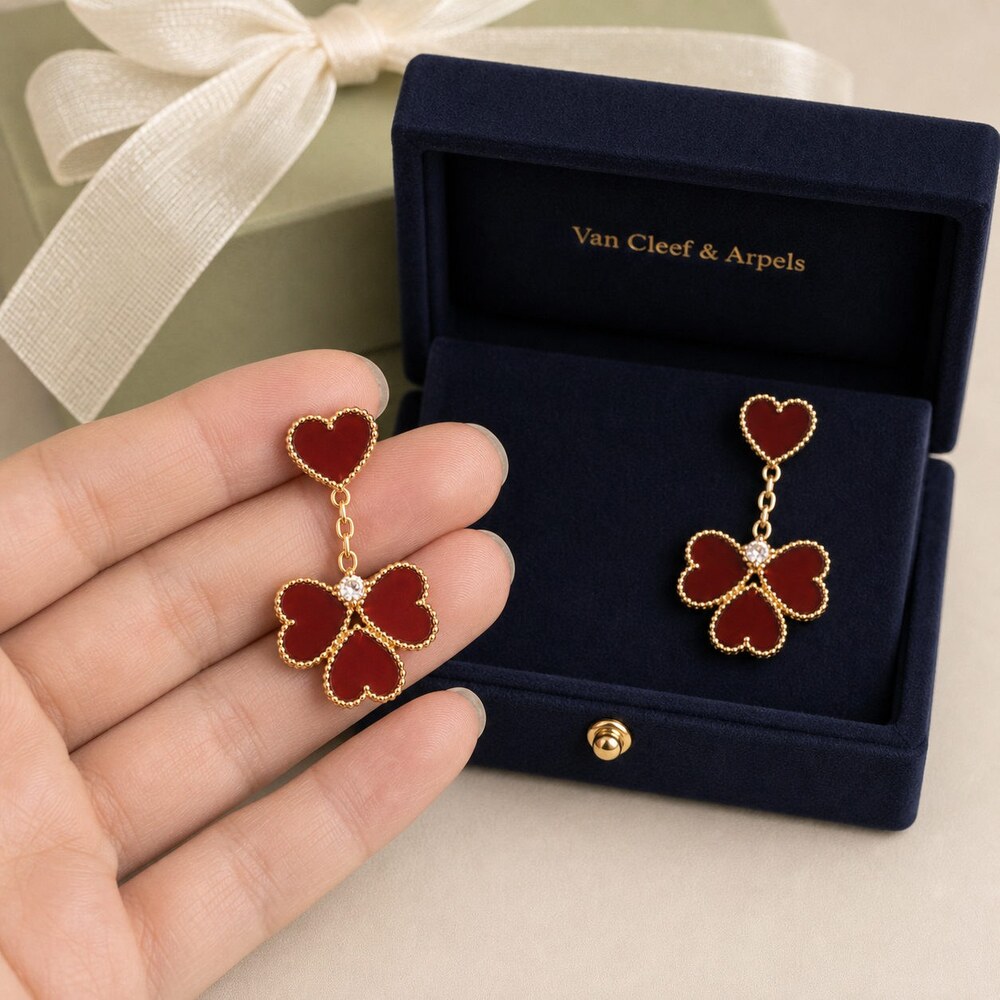 Van Cleef & Arpels Elegant Signature Earrings Style 5 | New with Box - Picture 6 of 9